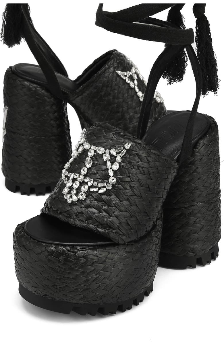 Naked Wolfe Beach Ankle Tie Raffia Platform Sandal, Alternate, color,