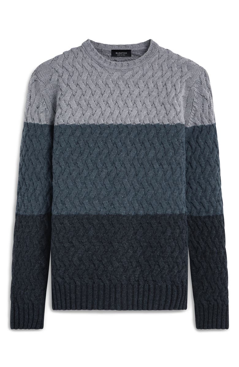 Bugatchi Color Block Merino Wool Blend Crewneck Sweater, Alternate, color, Anthracite