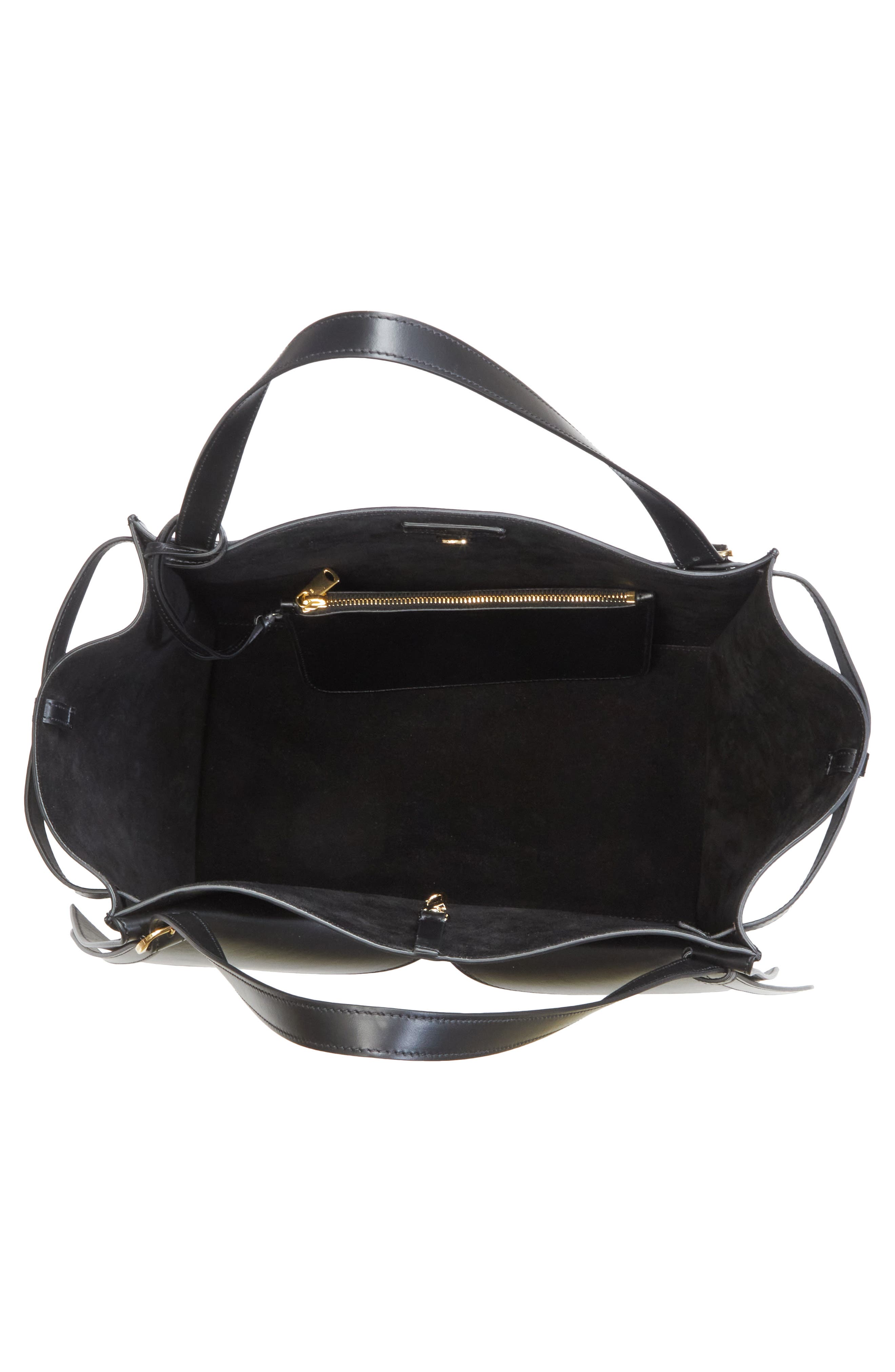 Coperni Belt Cabas Leather Tote, Alternate, color, Black/ Black