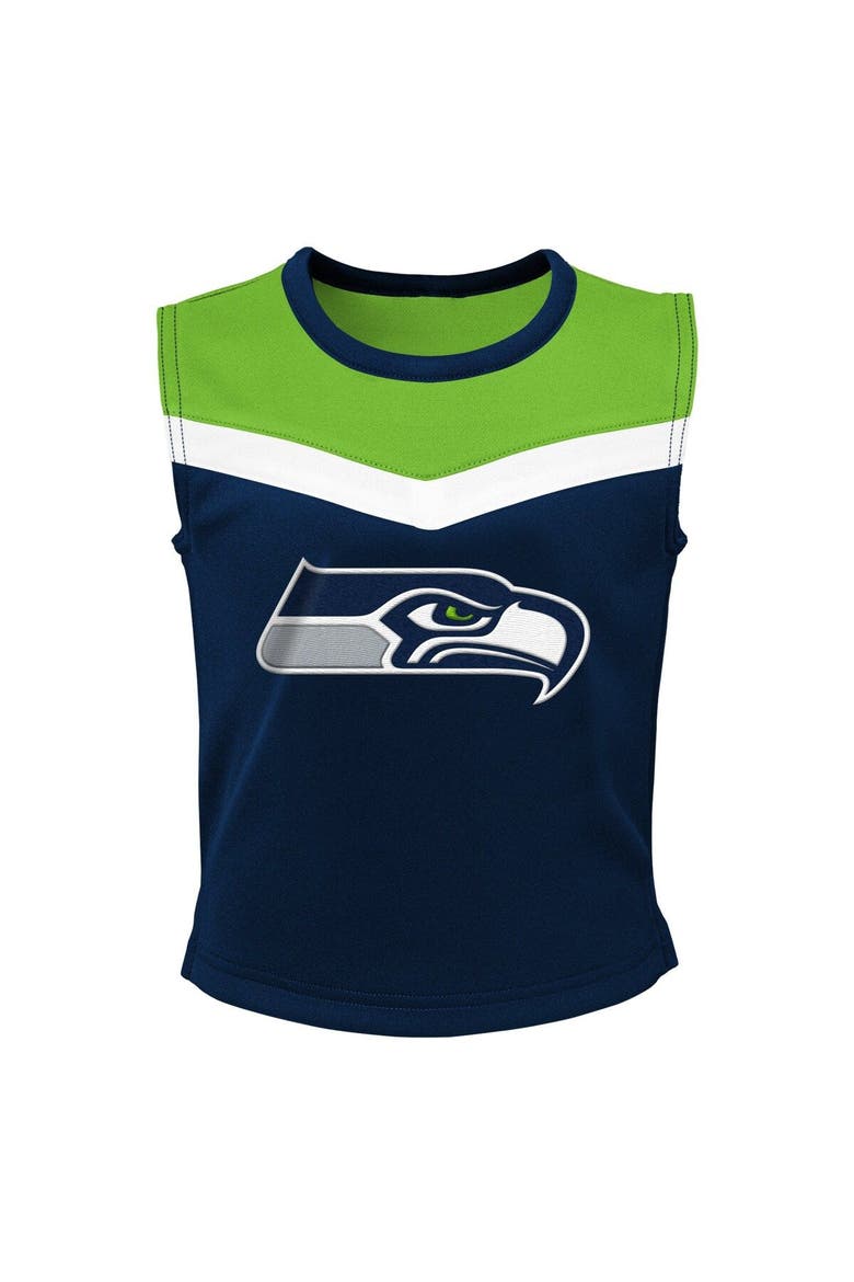 Girls Preschool Navy Seattle Seahawks Spirit Cheerleader Two-Piece Set with Bloomers, Alternate, color, Navy
