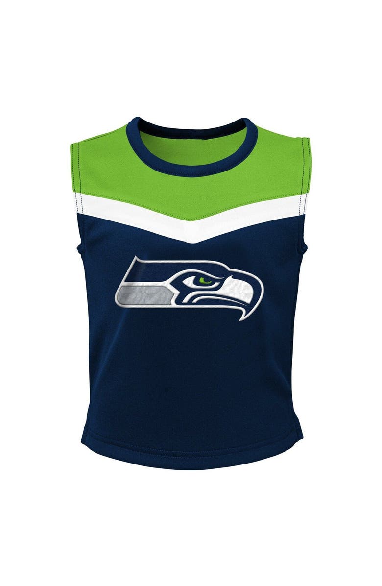 Outerstuff Girls Preschool Navy Seattle Seahawks Spirit Cheerleader Two-Piece Set with Bloomers, Alternate, color, Navy