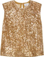 ST. JOHN Sequin Embroidered Sleeveless Knit Top