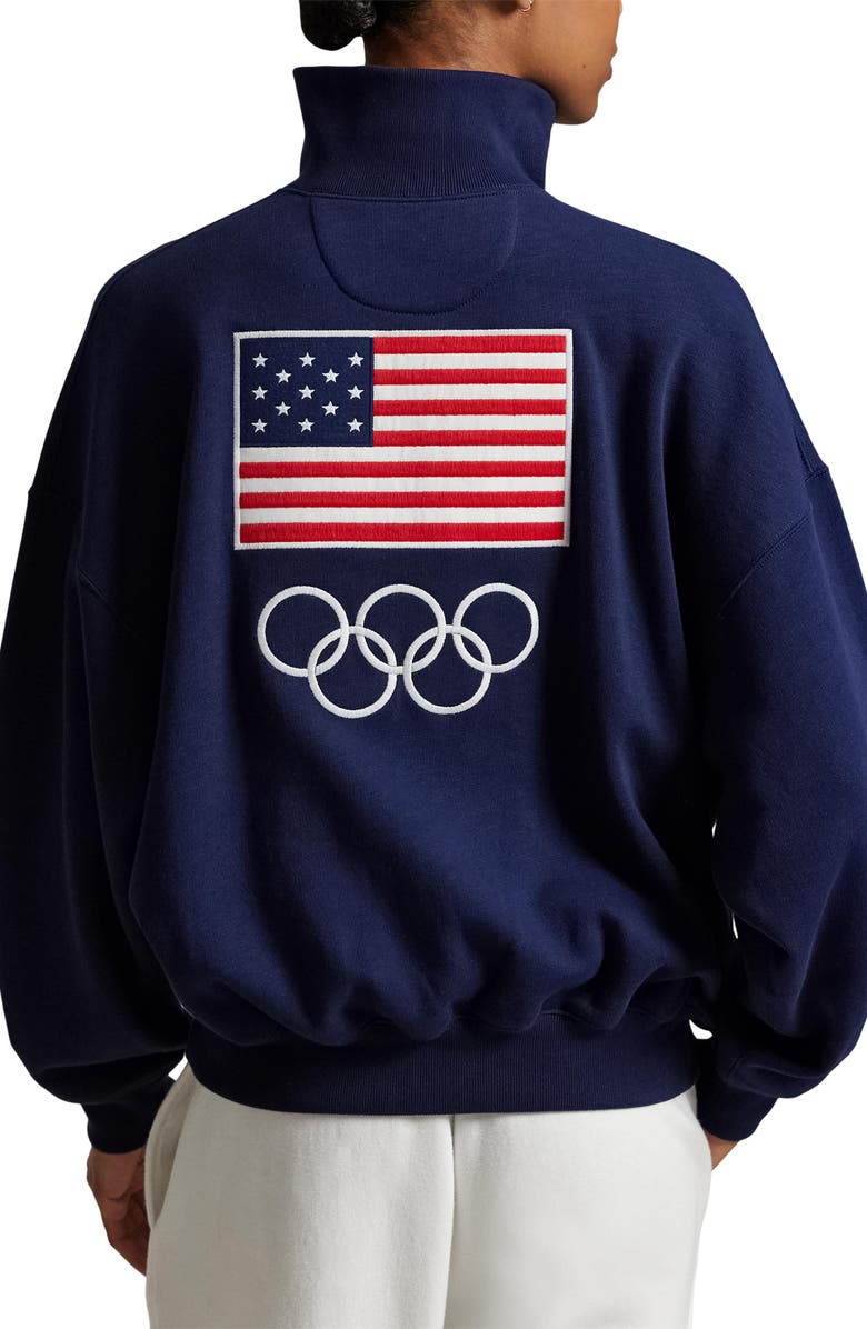 Polo Ralph Lauren Team USA Embroidered Graphic Snap Placket Sweatshirt, Alternate, color, Refined Navy