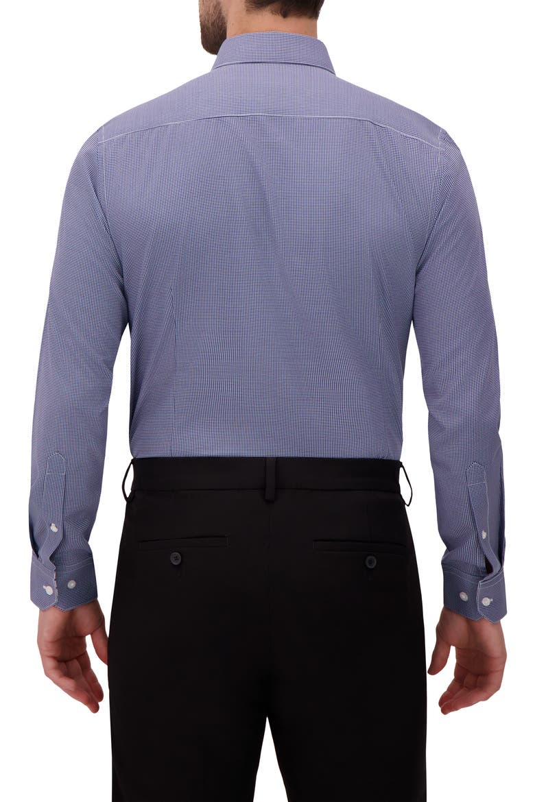 Slim Fit Houndstooth 4-Way Stretch Button-Up Shirt, Alternate, color, NAVY