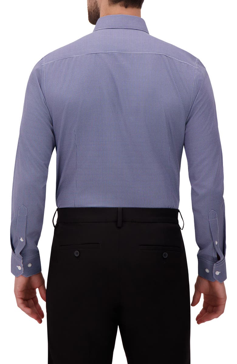 Report Collection Slim Fit Houndstooth 4-Way Stretch Button-Up Shirt, Alternate, color, Navy