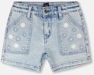 Deux par Deux Embroidered Daisies Denim Shorts