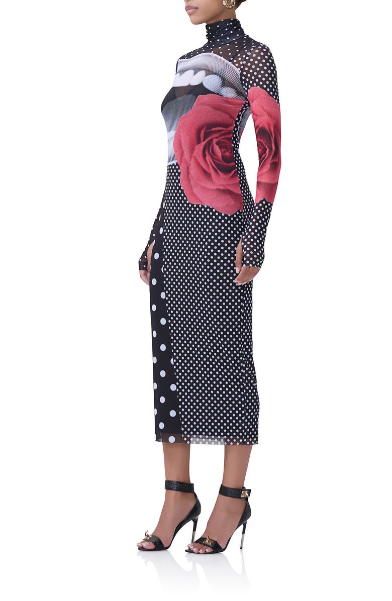 AFRM Shailene Long Sleeve Turtleneck Mesh Dress, Alternate, color,