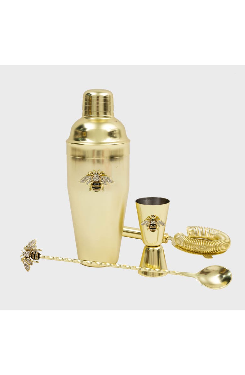 Joanna Buchanan Stripey bee cocktail shaker set, Main, color, Gold