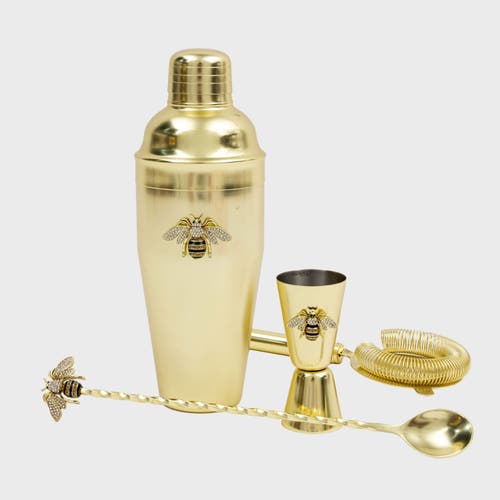 Joanna Buchanan Stripey Bee Cocktail Shaker Set In Gold