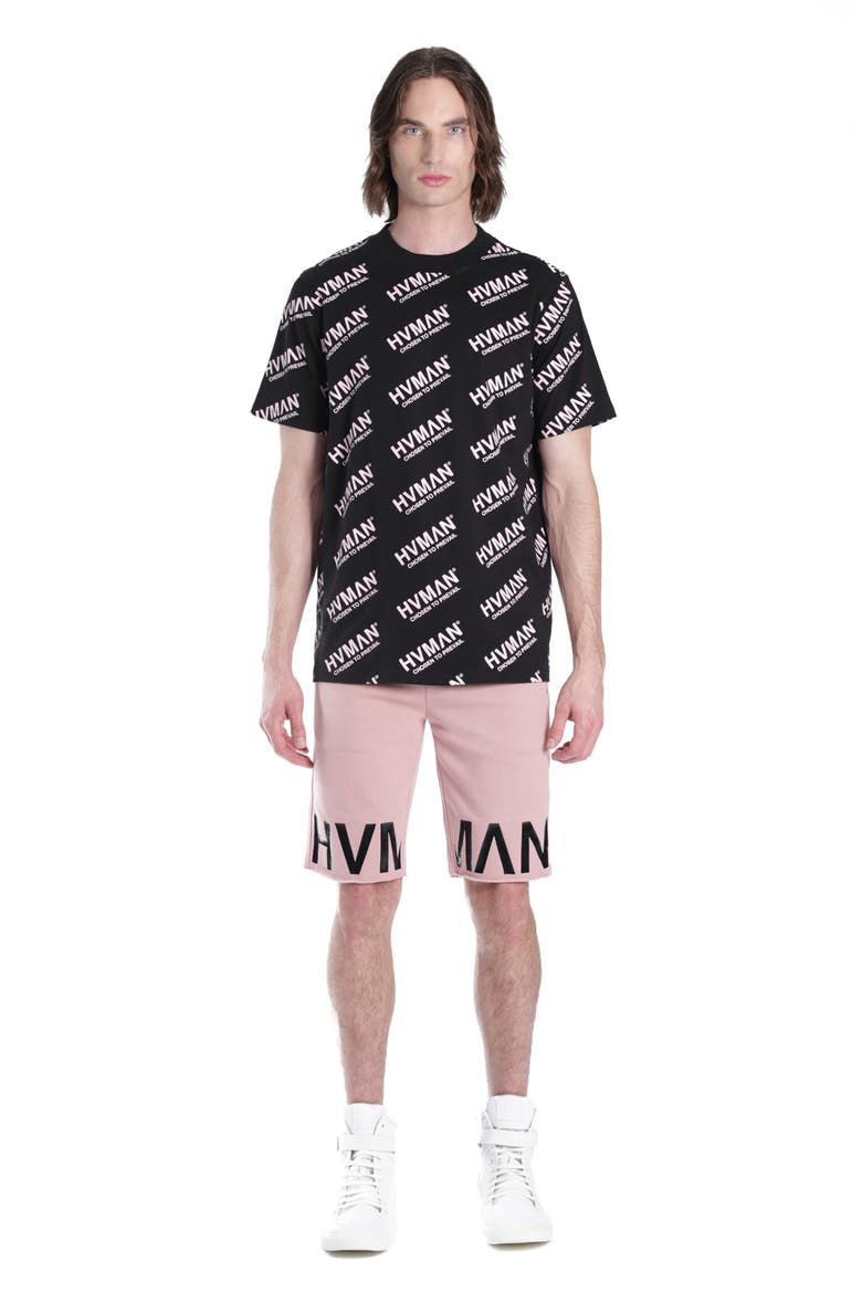 Cotton Logo Print T-Shirt, Alternate, color, BLACK/ DUSTY PINK