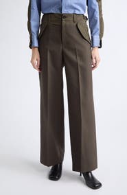 Sacai Chalk Stripe Mixed Media Trousers (Nordstrom Exclusive)