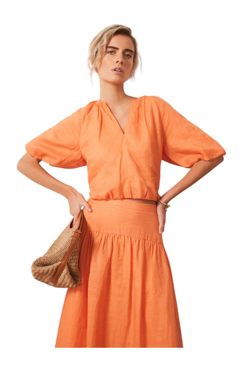 MINT VELVET Puff Sleeve Top, Alternate, color, Orange