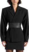 Manière De Voir Marie Wool Twist Sleeve Blazer with Belt