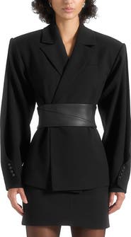 Manière De Voir Marie Wool Twist Sleeve Blazer with Belt