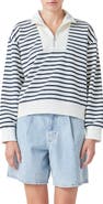 Grey Lab Stripe Terry Cloth Pullover