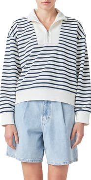 Grey Lab Stripe Terry Cloth Pullover