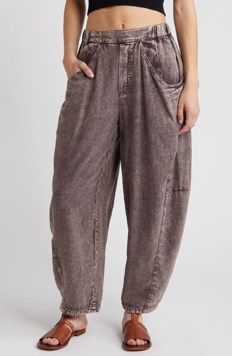 Free People High Road Pull-On Linen Blend Barrel Pants, Main, color, 