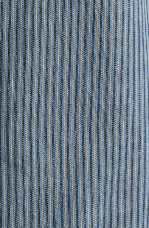 Roark Burnt Stripe Short Sleeve Organic Cotton Button-up Shirt In Blue