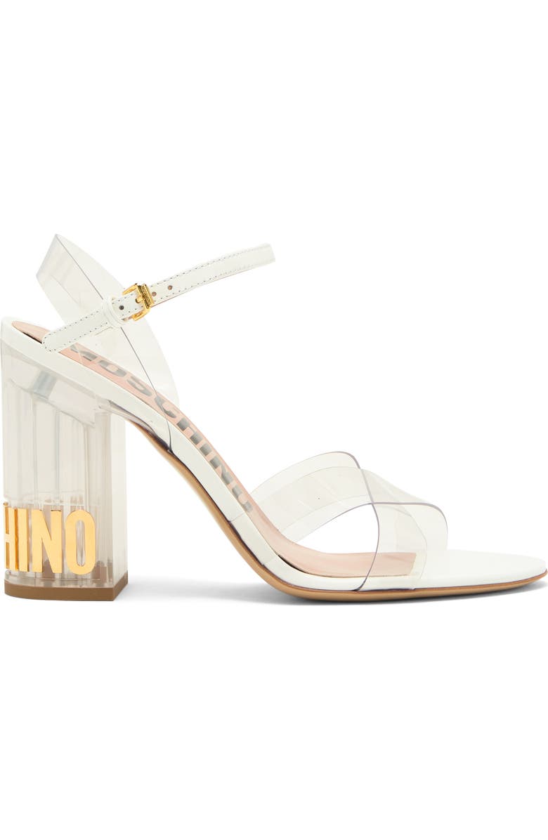 Moschino Clear Heel Sandal, Alternate, color, Transparent White