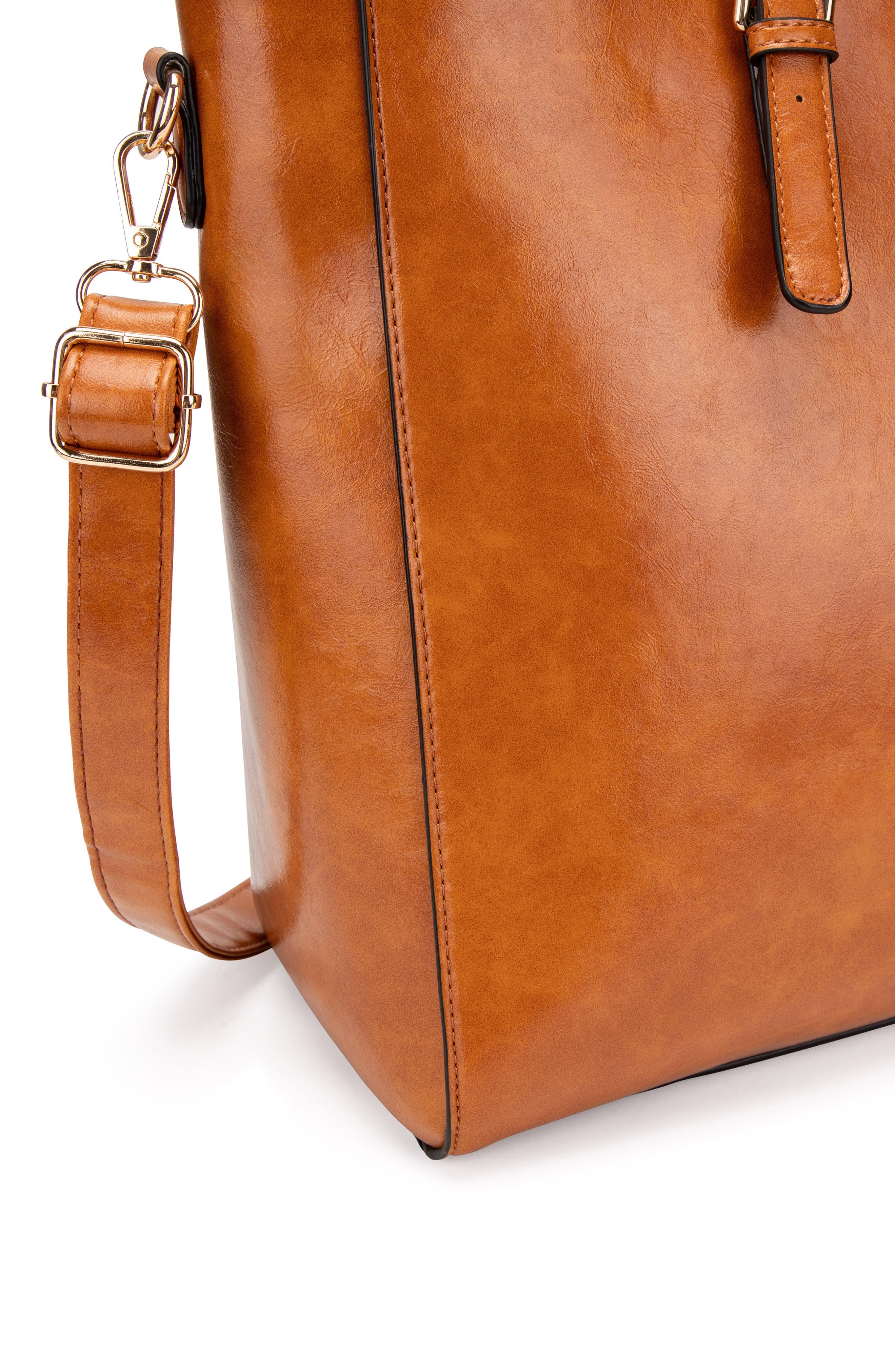 Julia Vegan Leather Weekender Duffel Bag, Alternate, color, Brown