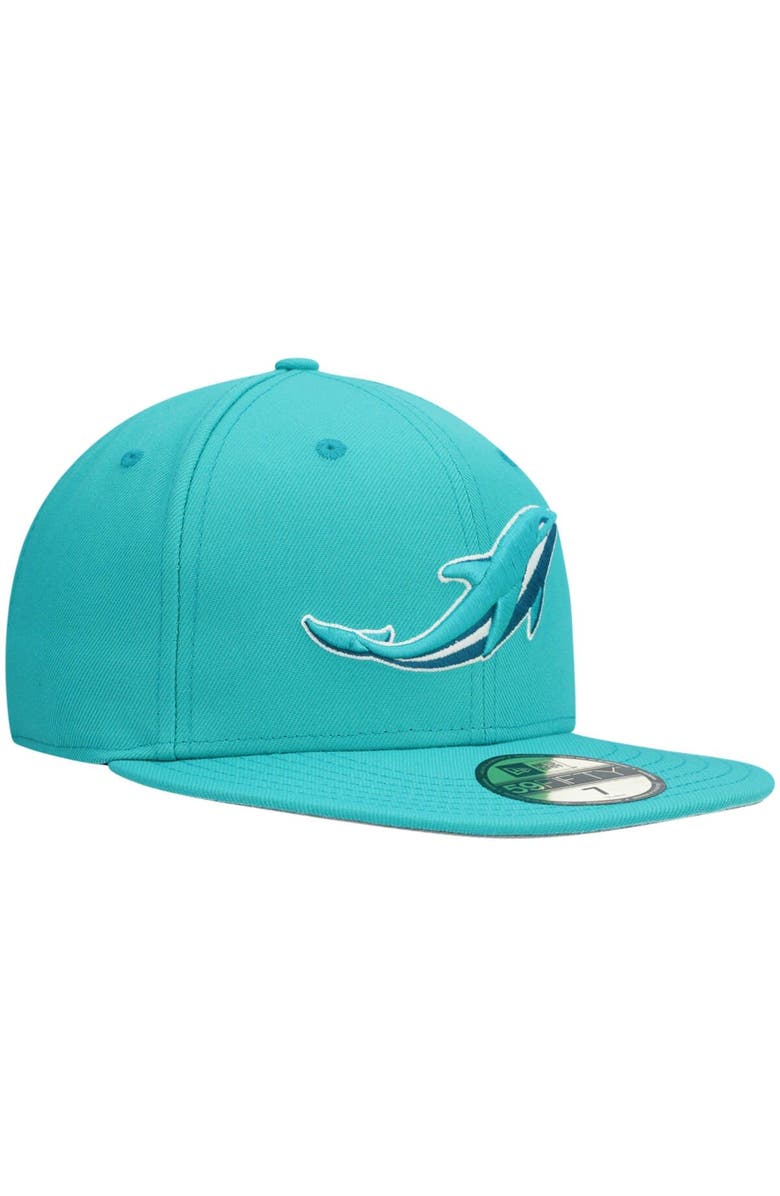 New Era Men's New Era Aqua Miami Dolphins Omaha 59FIFTY Fitted Hat, Alternate, color, Aqua