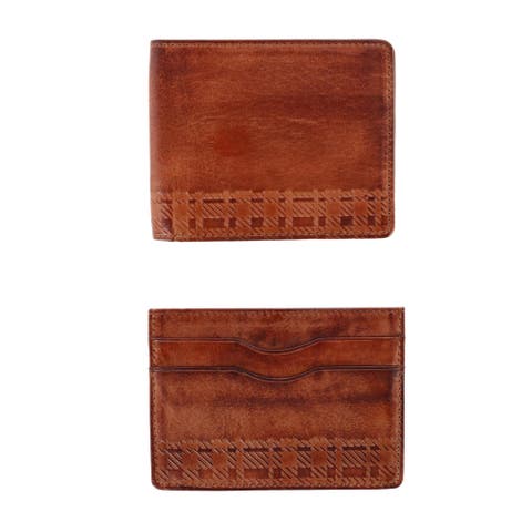 Caelen Plaid Embossed Bi-Fold Wallet and Card Case Combo