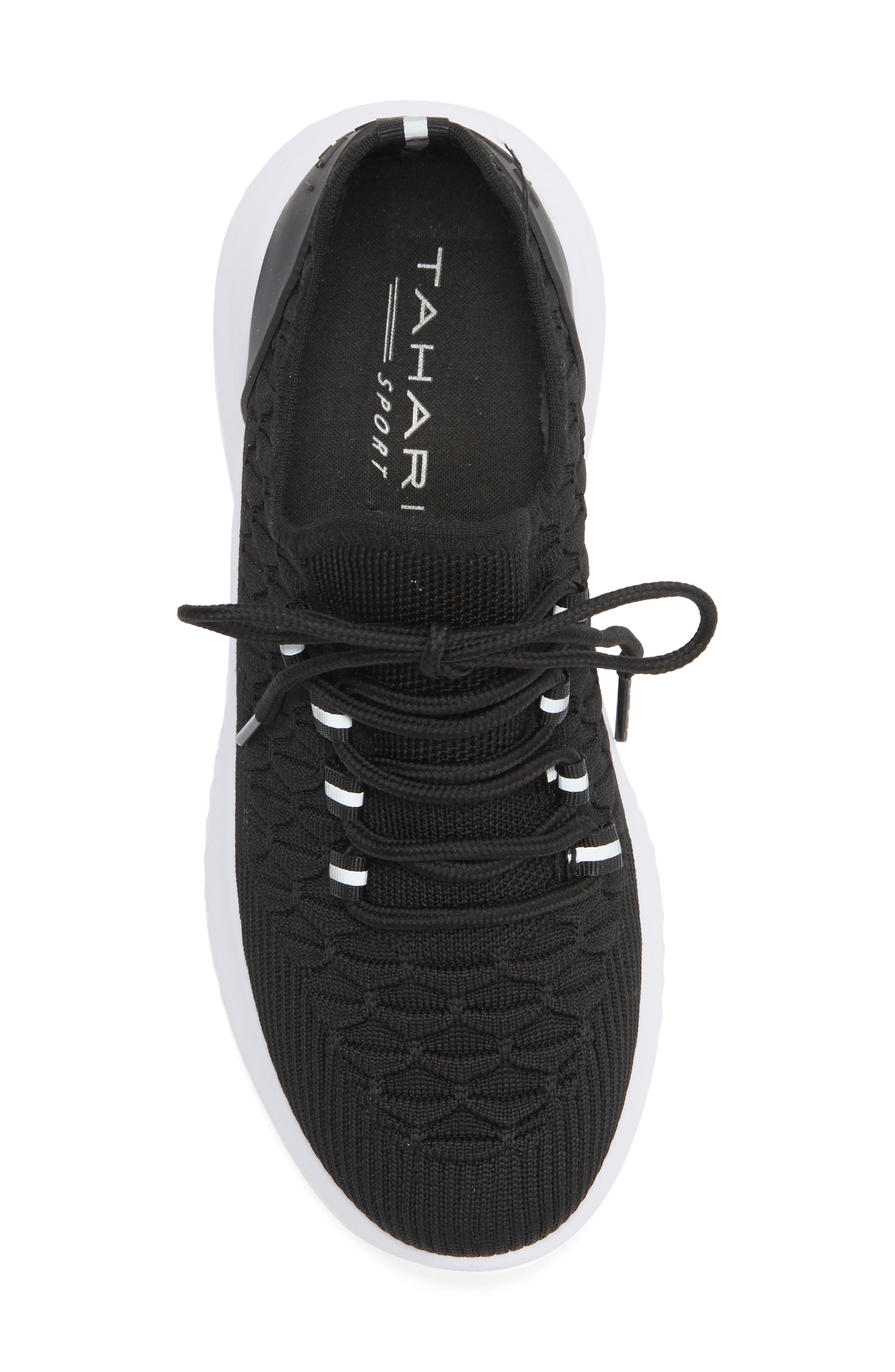 Tahari Textured Knit Sneaker, Alternate, color, Black