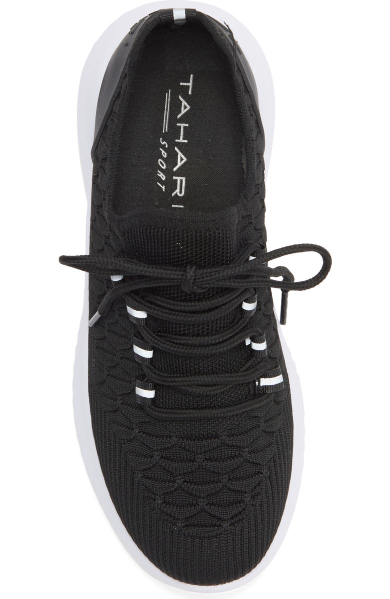 Tahari Textured Knit Sneaker, Alternate, color, Black