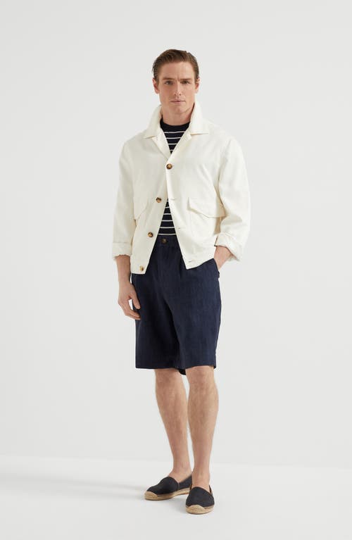 Brunello Cucinelli Linen Bermuda Shorts In Azure