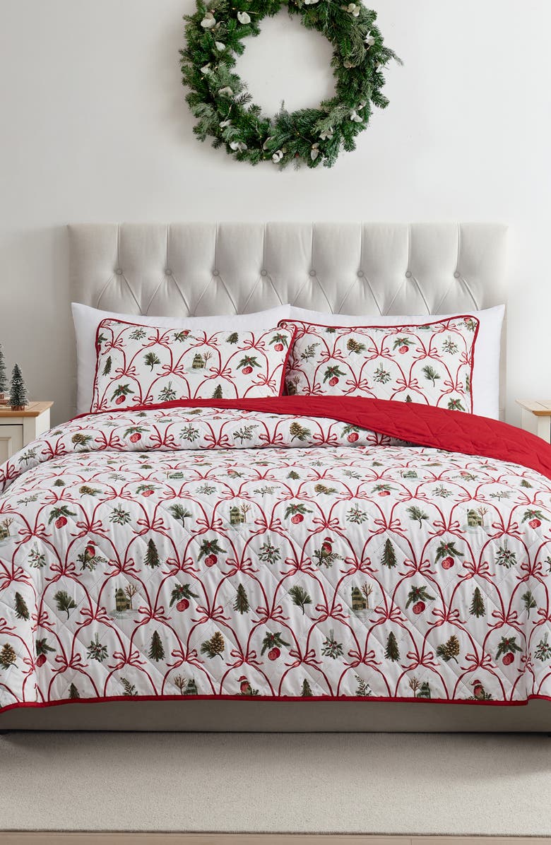 VCNY HOME Christmas Bow Quilt Set, Alternate, color, Christmas
