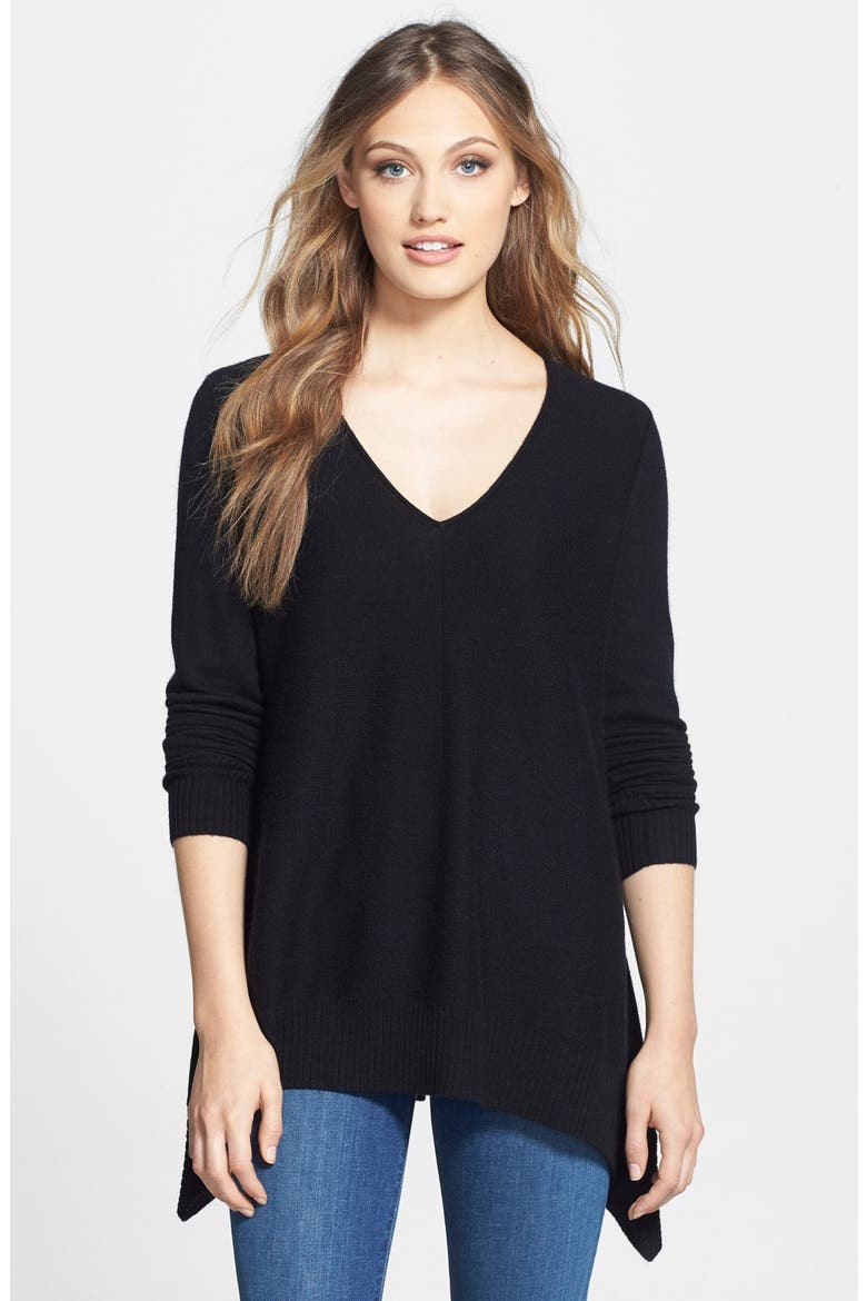 Wool & Cashmere Shark Bite Sweater, Main, color, BLACK