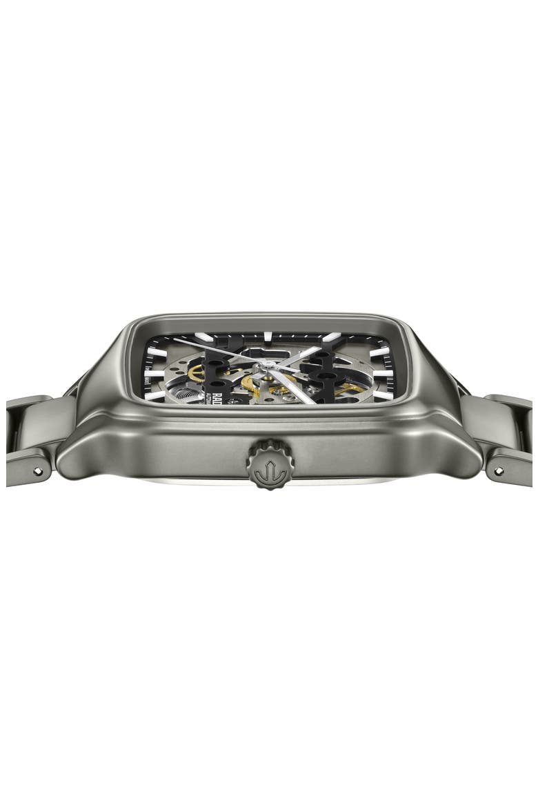 True Square Skeleton Automatic Ceramic Bracelet Watch, 38mm, Alternate, color, GRAY