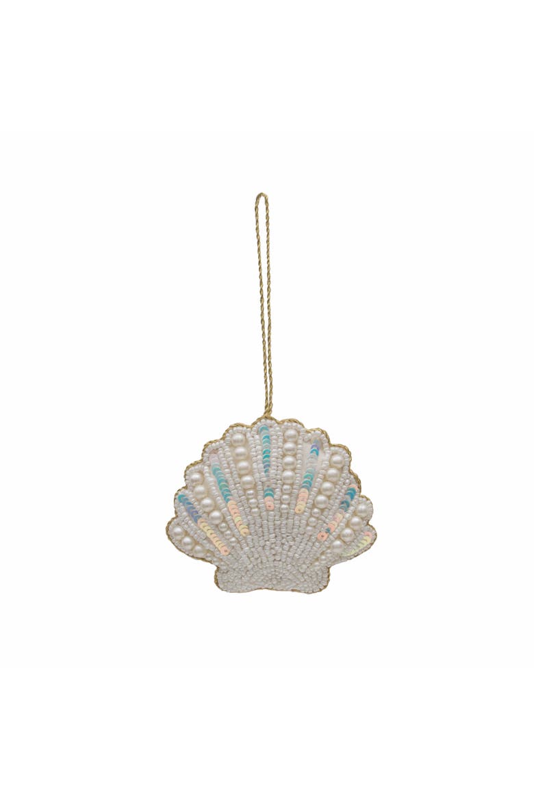 Pearl Shimmer Fan Shell Ornament, Main, color, Silver