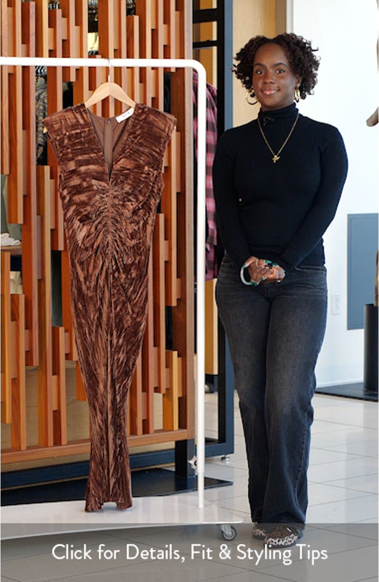 Daisha Ruched Velour Midi Dress, sales video thumbnail