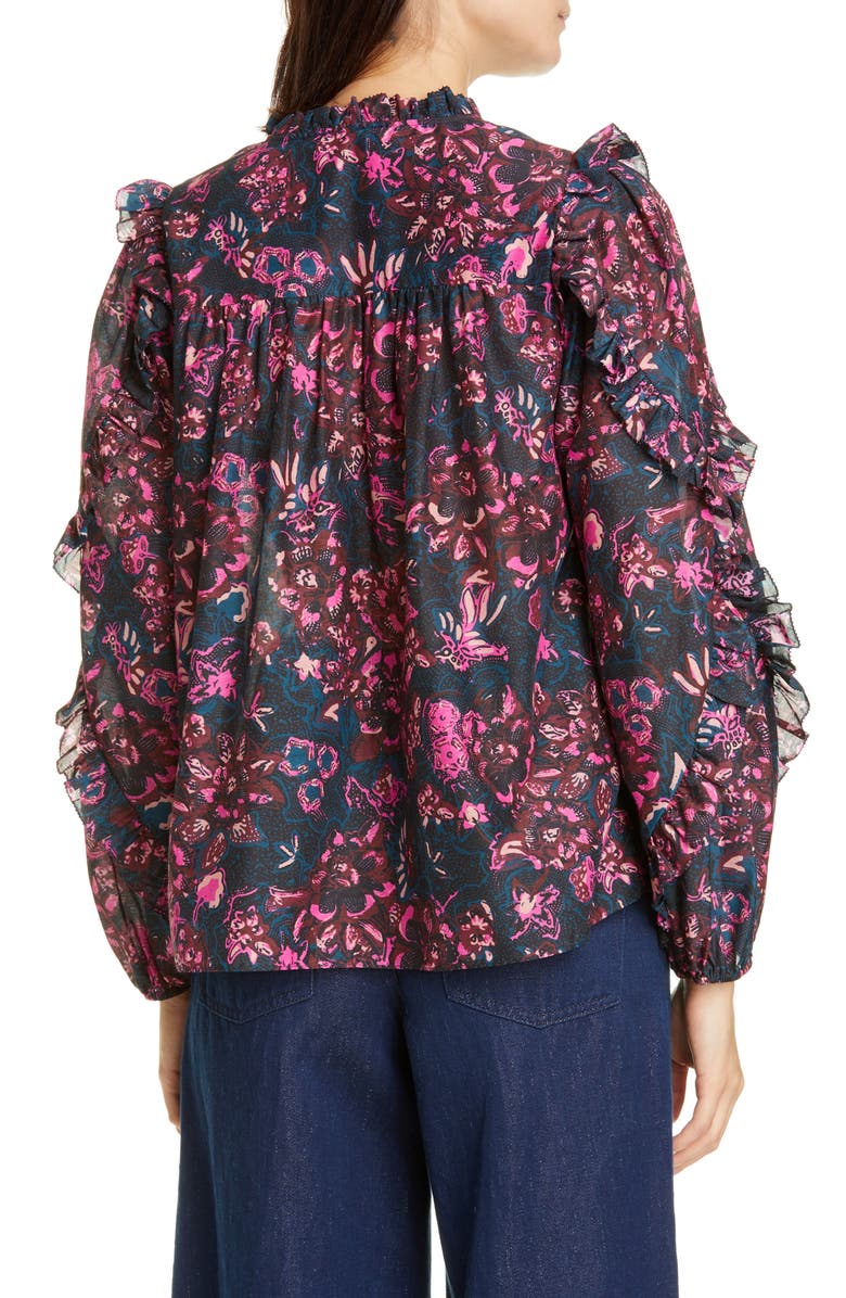 Ulla Johnson Rana Ruffle Floral Blouse, Alternate, color,