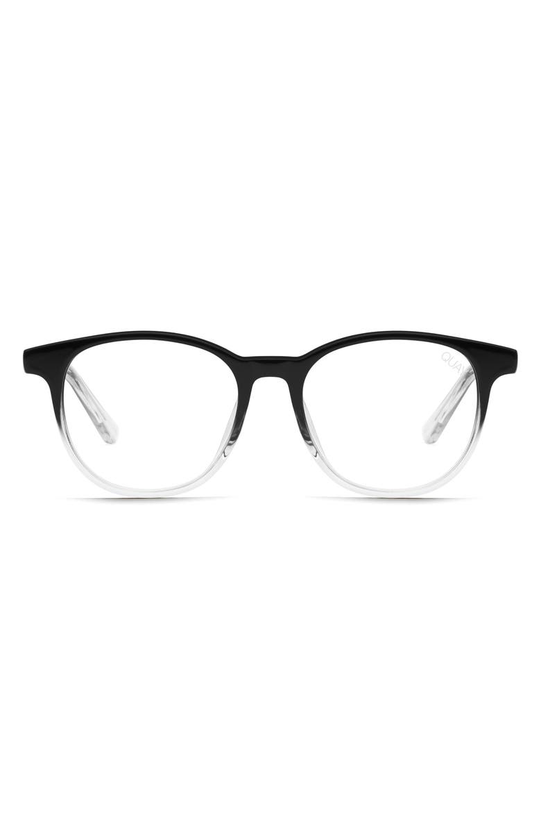 QUAY Blueprint 48mm Round Reading Glasses, Main, color, Black / Clear Blue Light Lens