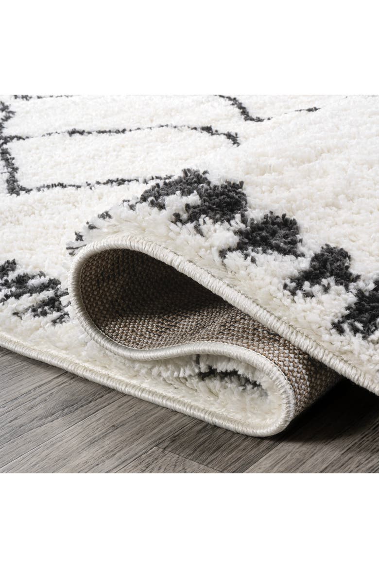 Calvia Moroccan Diamond Shag Area Rug, Alternate, color, White/Gray