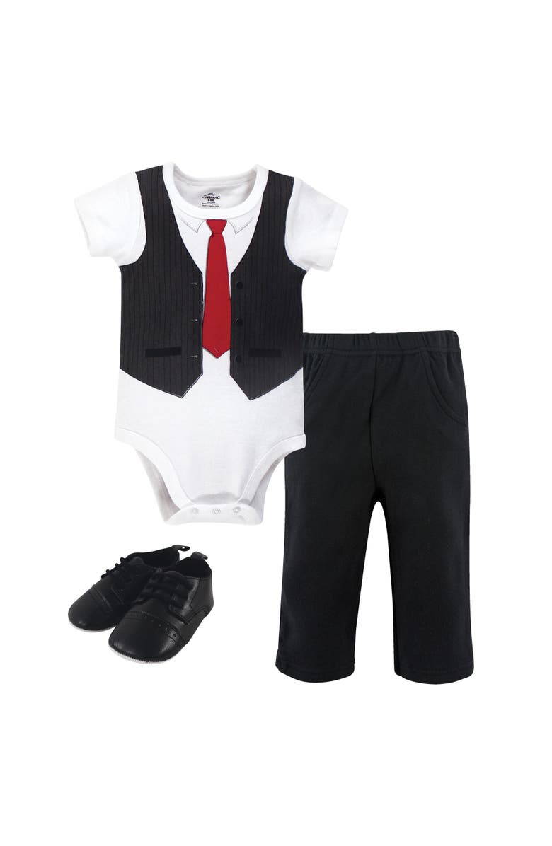 Little Treasure Cozy Cotton Outfit Collection, Main, color, Black Red Vest
