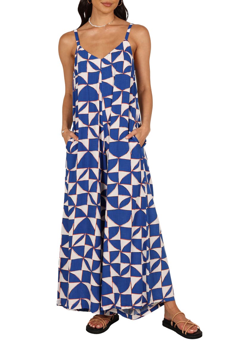 Kiki Abstract Print Wide Leg Jumpsuit, Main, color, BLUE