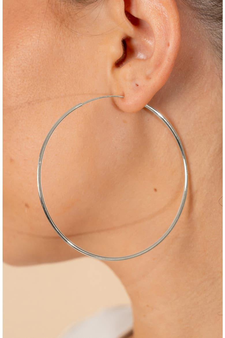 Infinity Hoop Earrings, Alternate, color, SILVER