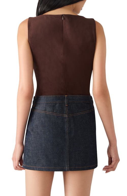 Steve Madden Ornellia Faux Suede Bodysuit In Brown