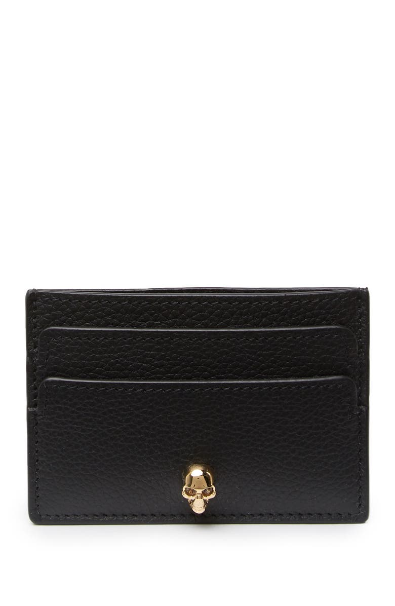 McQueen Alexander McQueen Leather Skull Card Holder, Main, color, 