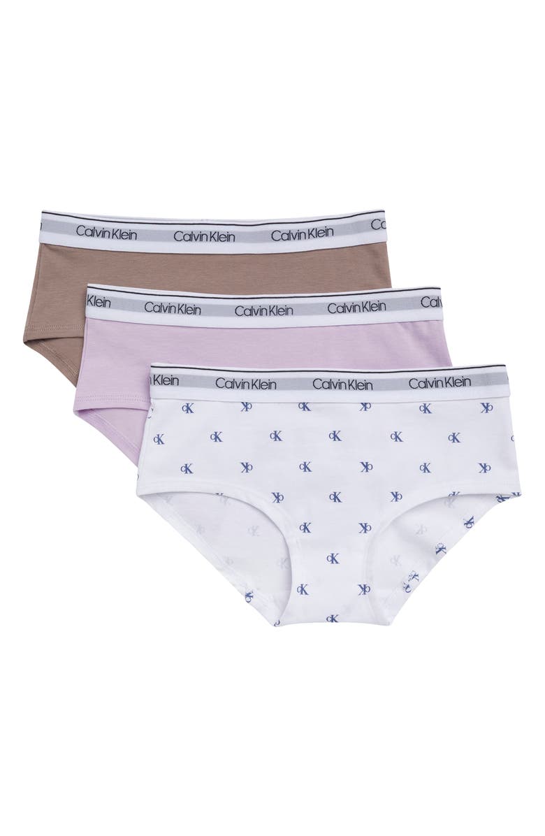 Calvin Klein Kids' 3-Pack Hipster Briefs, Main, color, Ckbl/Pslil/Dx