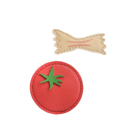 Pasta and Tomato Vegan Leather Hair Clip Set