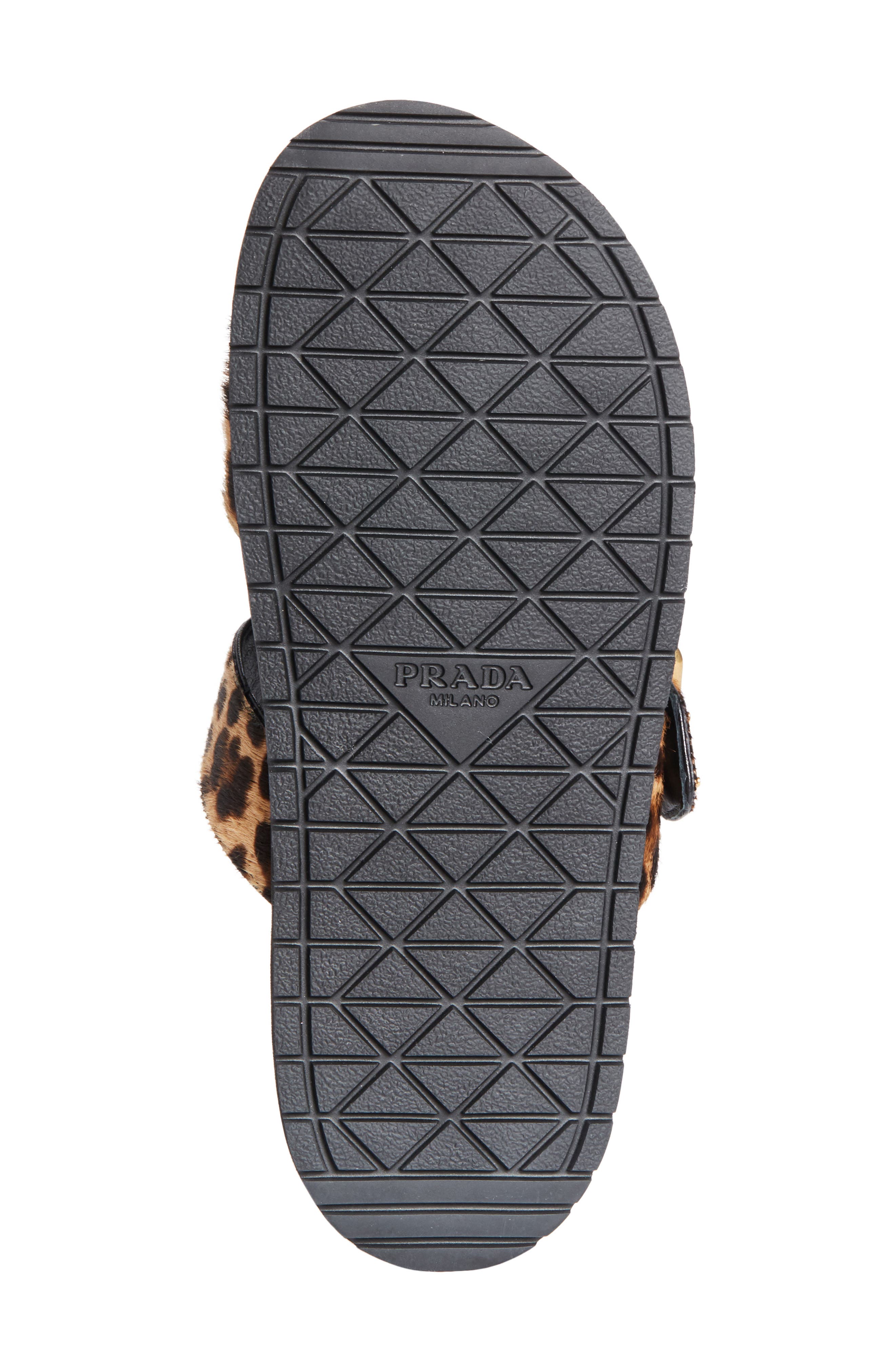 Prada Buckle Genuine Calf Hair Slide Sandal, Alternate, color, Miele