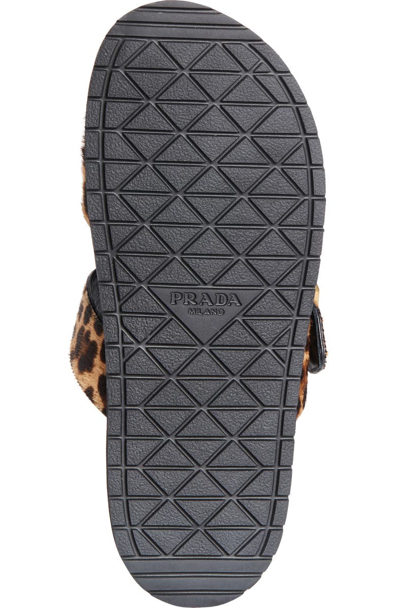 Prada Buckle Genuine Calf Hair Slide Sandal, Alternate, color, Miele