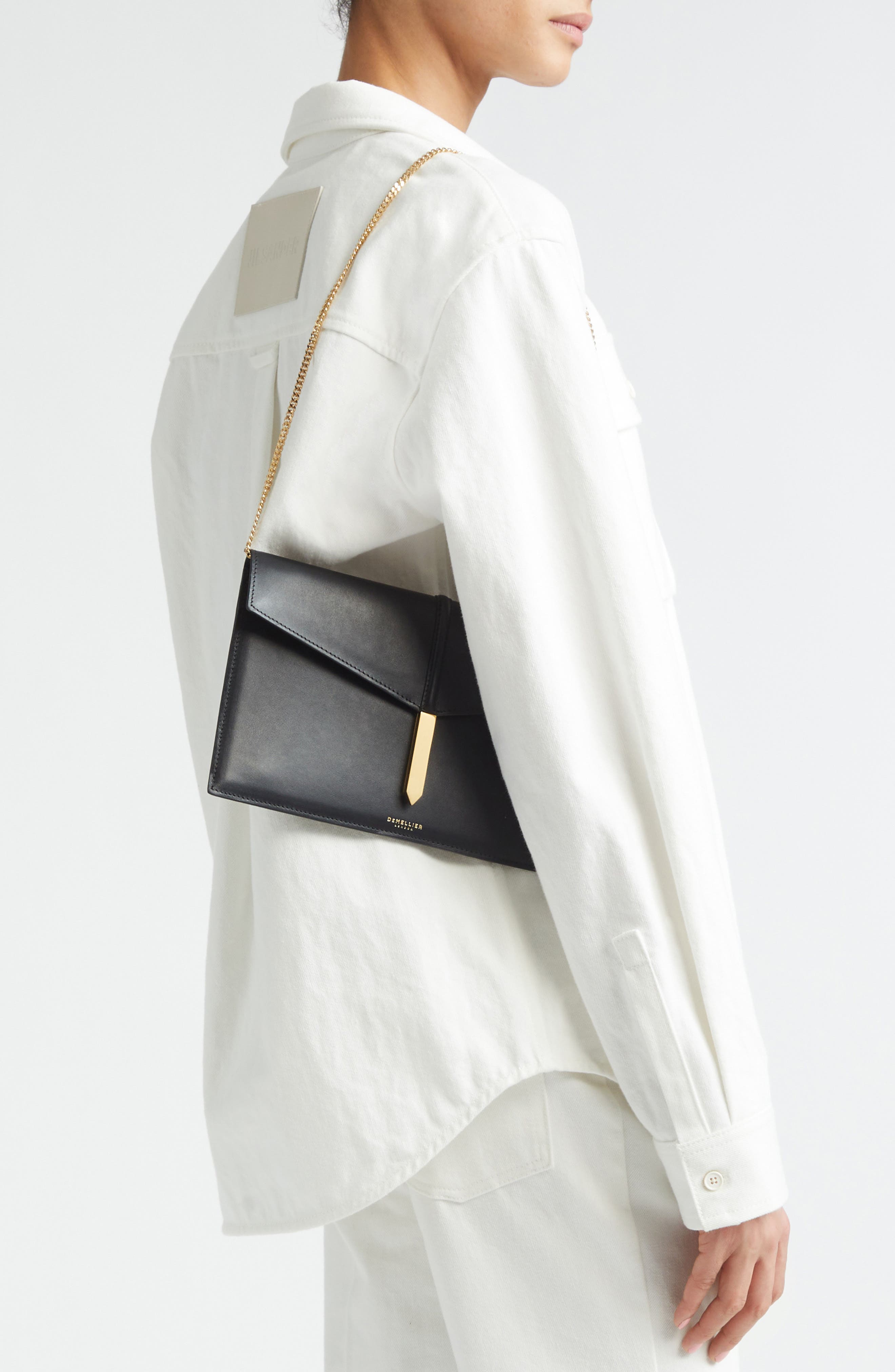 DeMellier The Tokyo Snakeskin Embossed Leather Clutch, Alternate, color, Black