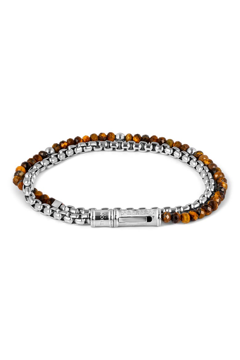 Men's Tiger's Eye Double Wrap Bracelet, Main, color, BROWN