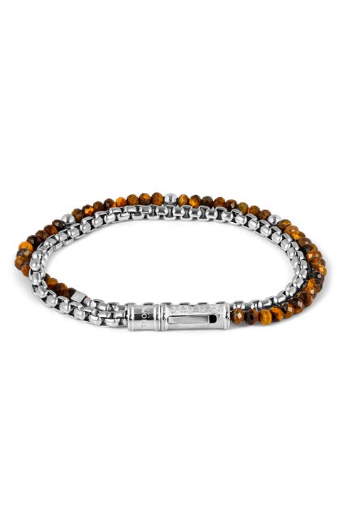 Men's Tiger's Eye Double Wrap Bracelet
