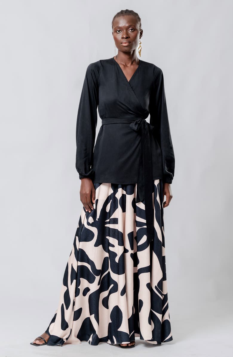 DIARRABLU Nina Satin Wrap Top, Alternate, color, 